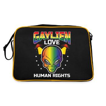 Gender Lesben, Schwule, Trans, Queer Regenbogen - Retro Tasche - Schwarz/Gold - Hinten