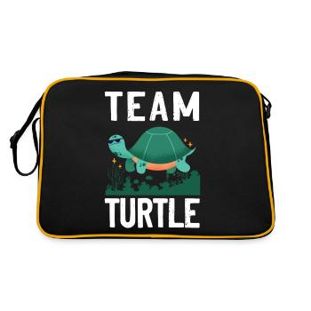 Sea Turtle Tortoise Team Turtle - Retro Tasche - Schwarz/Gold - Hinten