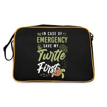 Sea Turtle Tortoise In Case Of - Retro Tasche - Schwarz/Gold - Hinten