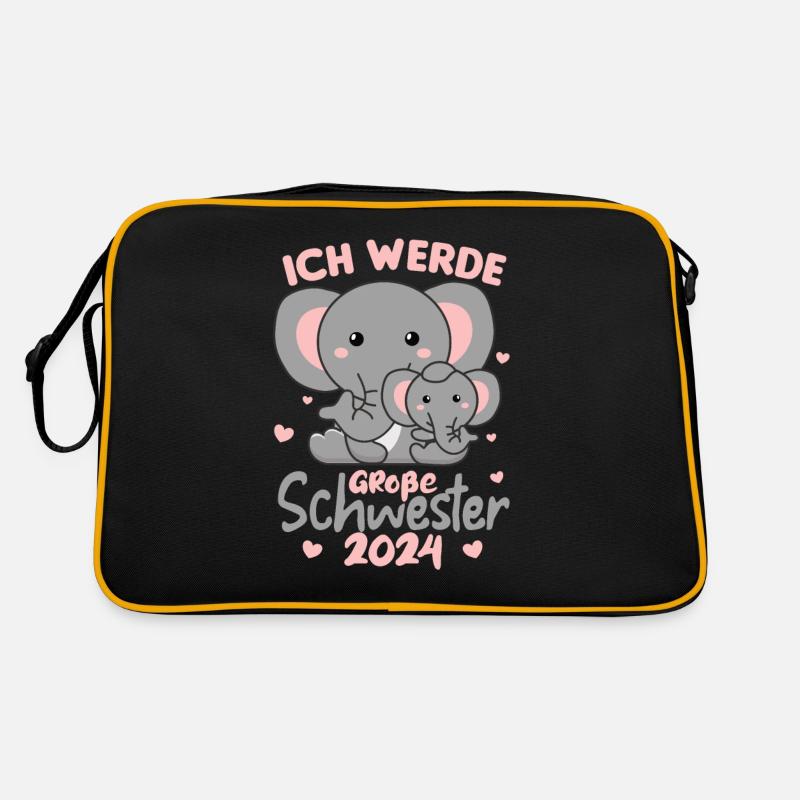 süße Elefanten Ich werde Große Schwester 2024 Retro Tasche