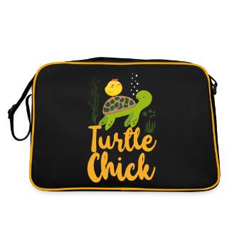 Sea Turtle Tortoise Chicken Turtle - Retro Tasche - Schwarz/Gold - Hinten