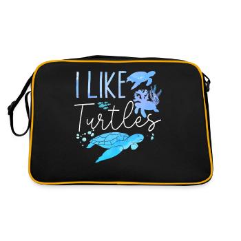 Sea Turtle Tortoise I Like Turtles - Retro Tasche - Schwarz/Gold - Hinten