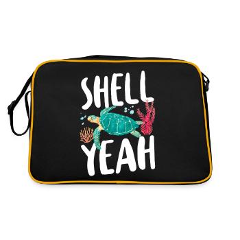 Sea Turtle Tortoise Pun Shell yes - Retro Bag - black/gold - Back