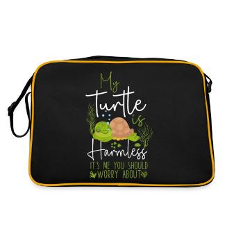 Sea Turtle Tortoise My Turtle Is - Retro Tasche - Schwarz/Gold - Hinten