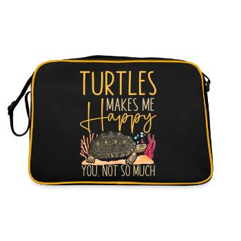 Sea Turtle Tortoise Turtles Makes - Retro Tasche - Schwarz/Gold - Hinten