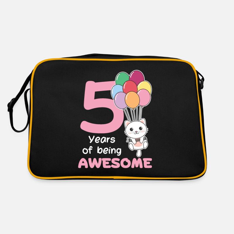 Cat for 5th birthday children five years old Retro Bag