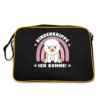 Kinderkrippe Ich Komme! Alpaka - Retro Tasche - Schwarz/Gold - Hinten