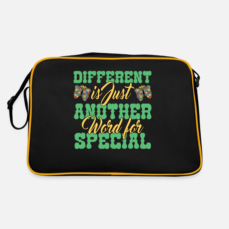 Different is just another word for special autism - Retro Tasche - Schwarz/Gold