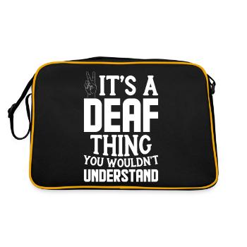 Deaf Pride ASL Sign Language - Retro Bag - black/gold - Back