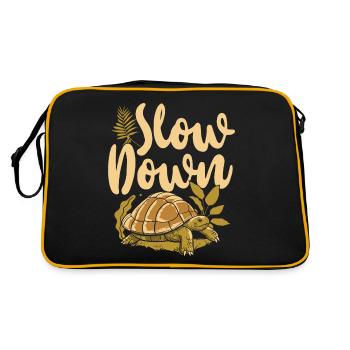 Sea Turtle Tortoise Slow Down - Retro Bag - black/gold - Back