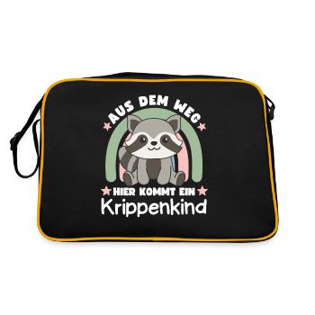 Aus Dem Weg Hier Kommt Ein Krippenkind - Retro Tasche - Schwarz/Gold - Hinten