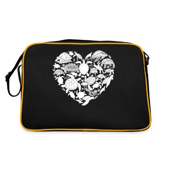 Sea Turtle Tortoise Heart - Retro Bag - black/gold - Back