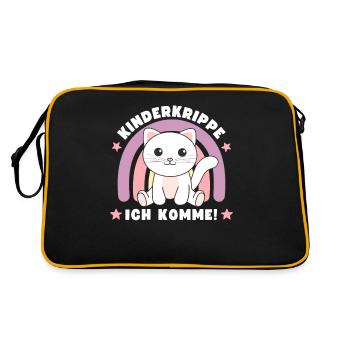 Kinderkrippe Ich Komme! Katze - Retro Tasche - Schwarz/Gold - Hinten