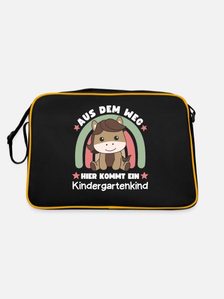 Aus Dem Weg Hier Kommt Ein Kindergartenkind Pferd - Retro Tasche - Schwarz/Gold