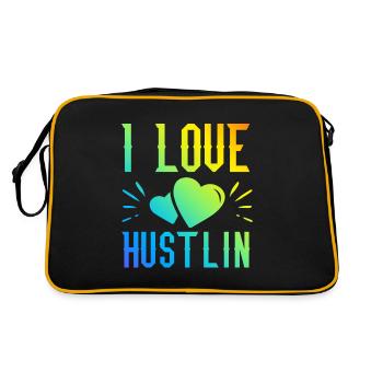 Ich liebe Hustlin - Retro Tasche - Schwarz/Gold - Hinten