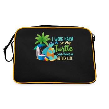 Sea Turtle Tortoise I Work Hard So - Retro Tasche - Schwarz/Gold - Hinten