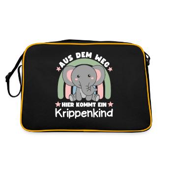 Aus Dem Weg Hier Kommt Ein Krippenkind - Retro Tasche - Schwarz/Gold - Hinten