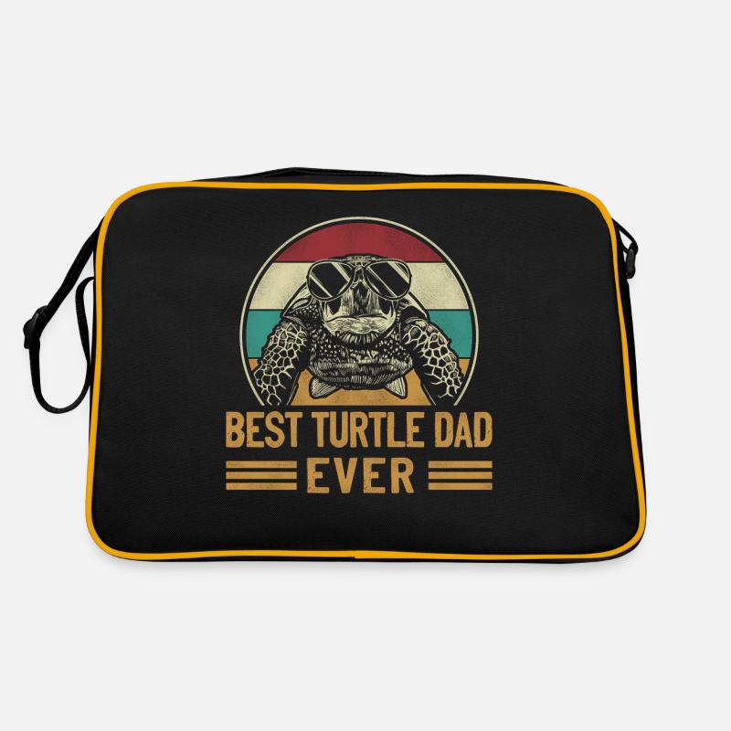 Sea Turtle Tortoise Dad Retro - Retro Tasche - Schwarz/Gold