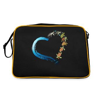 Sea Turtle Tortoise Heart - Retro Bag - black/gold - Back