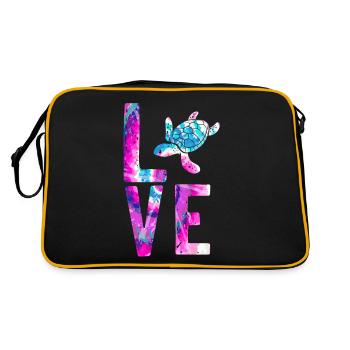 Sea Turtle Tortoise Love - Retro Bag - black/gold - Back