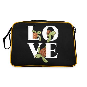 Sea Turtle Tortoise Love - Retro Bag - black/gold - Back