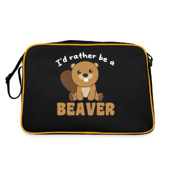I'd rather be a beaver - cute beaver - Retro Bag - black/gold - Back