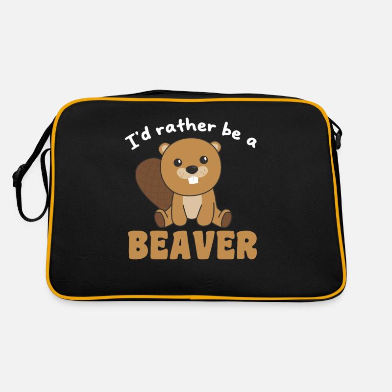 Ich wäre lieber eine Biber - süßer Biber - Retro Tasche - Schwarz/Gold