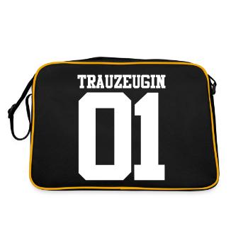 Hochzeit Junggesellenabschied Trauzeugin - Retro Tasche - Schwarz/Gold - Hinten