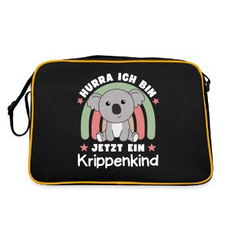 Hurra Ich Bin Jetzt Ein Krippenkind Koala - Retro Tasche - Schwarz/Gold - Hinten