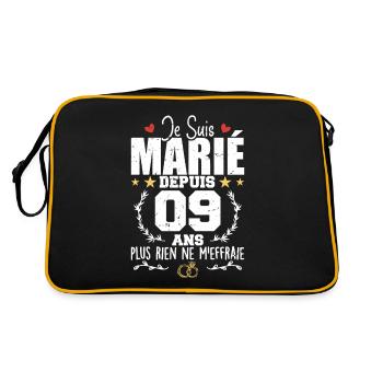 Je Suis Marié Depuis 9 Ans, Cadeau 9 Ans Mariage - Sac Retro - noir/or - Dos