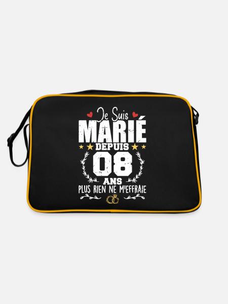 Je Suis Marié Depuis 8 Ans, Cadeau 8 Ans Mariage - Sac Retro - noir/or - Dos