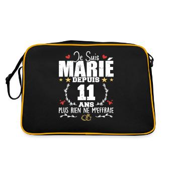 Je Suis Marié Depuis 11 Ans, Cadeau 11 Ans Mariage - Sac Retro - noir/or - Dos