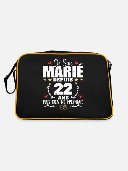 Je Suis Marié Depuis 22 Ans, Cadeau 22 Ans Mariage - Sac Retro - noir/or - Dos