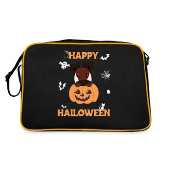 Okapi in pumpkin sweet okapis Happy Halloween - Retro Bag - black/gold - Back