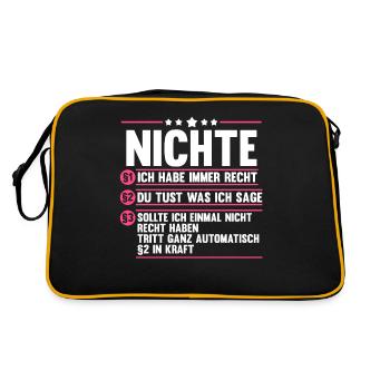 Nichte - Retro Tasche - Schwarz/Gold - Hinten