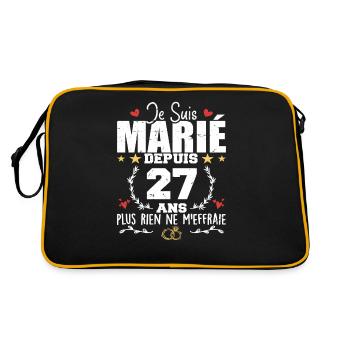 Je Suis Marié Depuis 27 Ans, Cadeau 27 Ans Mariage - Sac Retro - noir/or - Dos
