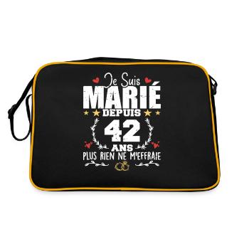 Je Suis Marié Depuis 42 Ans, Cadeau 42 Ans Mariage - Sac Retro - noir/or - Dos