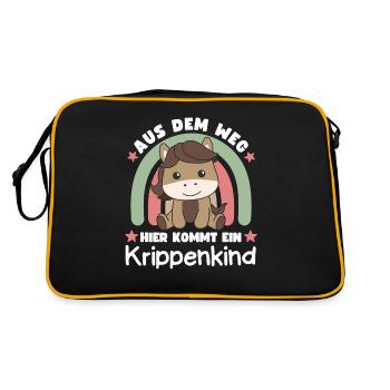 Aus Dem Weg Hier Kommt Ein Krippenkind Pferd - Retro Tasche - Schwarz/Gold - Hinten