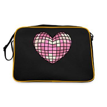 Dänische Pastell-Ästhetik Herz Disco Ball - Retro Tasche - Schwarz/Gold - Hinten