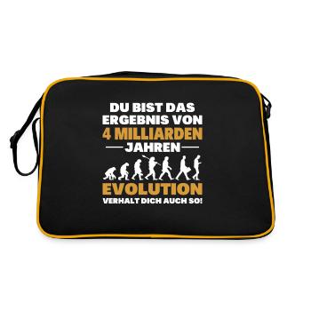 Du bist das Result der Evolution - Retro Tasche - Schwarz/Gold - Hinten