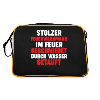Feuerwehrmann Feuerwehr - Retro Tasche - Schwarz/Gold - Hinten