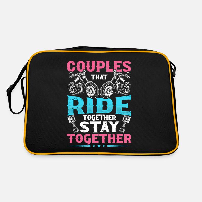 Les couples qui roulent ensemble restent ensemble Motard - Sac Retro - noir/or