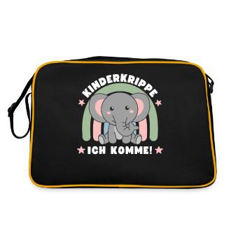 Kinderkrippe Ich Komme! - Retro Tasche - Schwarz/Gold - Hinten