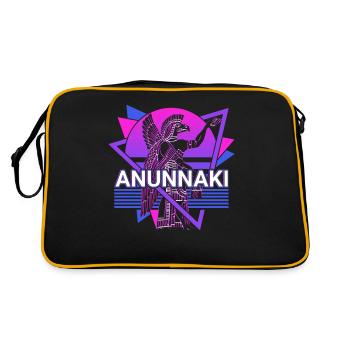 Anunnaki Antike Sumerer Babylonier Assyrer - Retro Tasche - Schwarz/Gold - Hinten