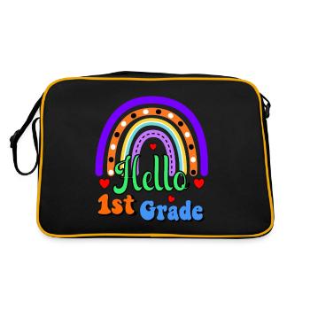 Hello 1st Grade Back To School First Day - Retro Bag - black/gold - Back