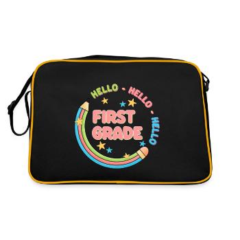 Hello 1st Grade Back To School First Day - Retro Bag - black/gold - Back