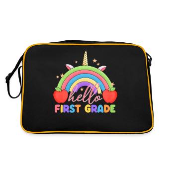 Hello 1st Grade Back To School First Day - Retro Bag - black/gold - Back
