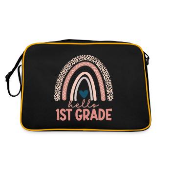 Hello 1st Grade Back To School First Day - Retro Bag - black/gold - Back