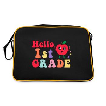 Hello 1st Grade Back To School First Day - Retro Bag - black/gold - Back