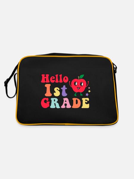 Bonjour 1ère année de rentrée scolaire Premier jour - Sac Retro - noir/or - Dos